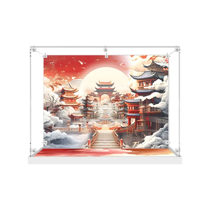 KGBOX Building Block 80112 Auspicious Dragon Nafu Acrylic Dust Resistant Transparent Display Case Model Accessories-11