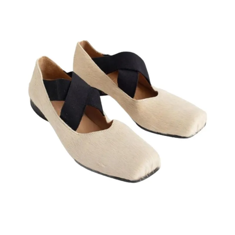 UMA WANG Square-toe Leather Ballerina Shoes-3