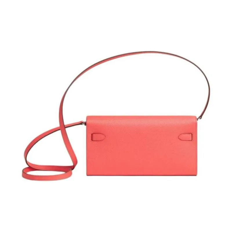 HERMES Kelly To Go Epsom Leather Handheld Shoulder Bag Crossbody Bag Women's Rose Red Blush-1