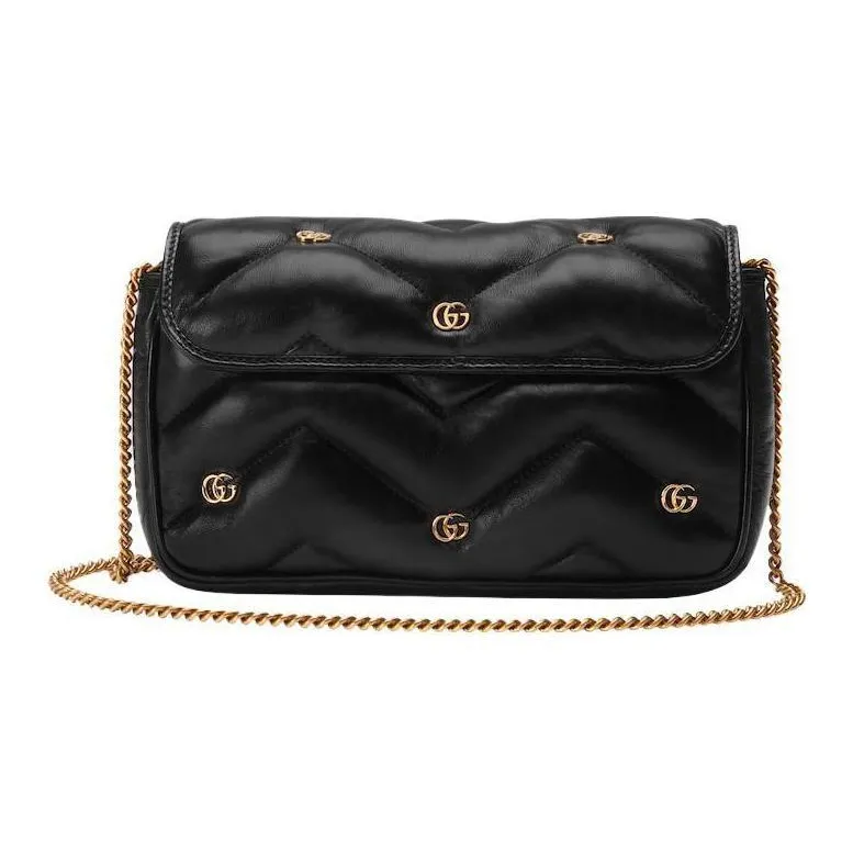 GUCCI GG Marmont Leather Shoulder Bag, Crossbody Bag Mini Women's Black-1