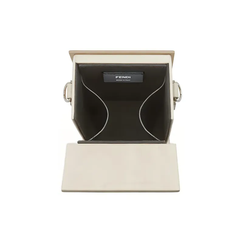 FENDI Calfskin Box Bag Cell Phone Pouch Shoulder Bag Crossbody Bag Unisex White-7