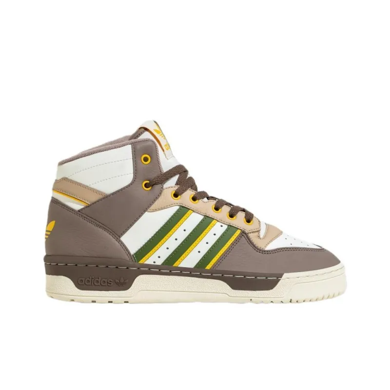 Adidas Originals Rivalry Durable Breathable Mid Top Skateboard Shoes Unisex White Umber-1