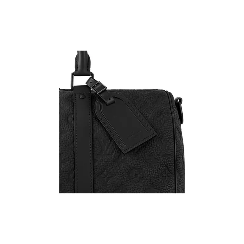 LOUIS VUITTON KeepallBandoulière Embossed Leather Shoulder Bag Crossbody Bag Handbag Men's Black-6