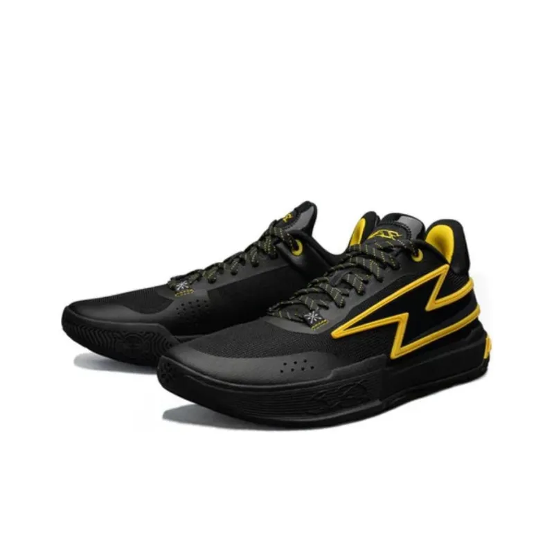 LiNing Wade Lightning Slip Resistant Low Top Basketball Shoes Men's Black Yellow-2