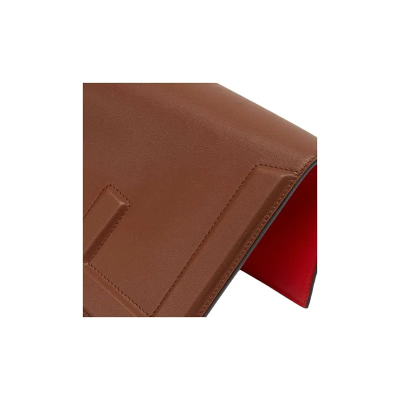 FENDI Calfskin Tote Bag Shopping Bag Handbag Medium Size Women's Brown & Light Blue & Red-5