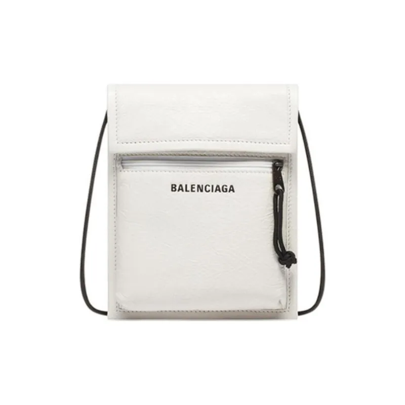 Balenciaga Explorer Lambskin Cell Phone Pouch Shoulder Bag Crossbody Bag Small Size Men's White-0
