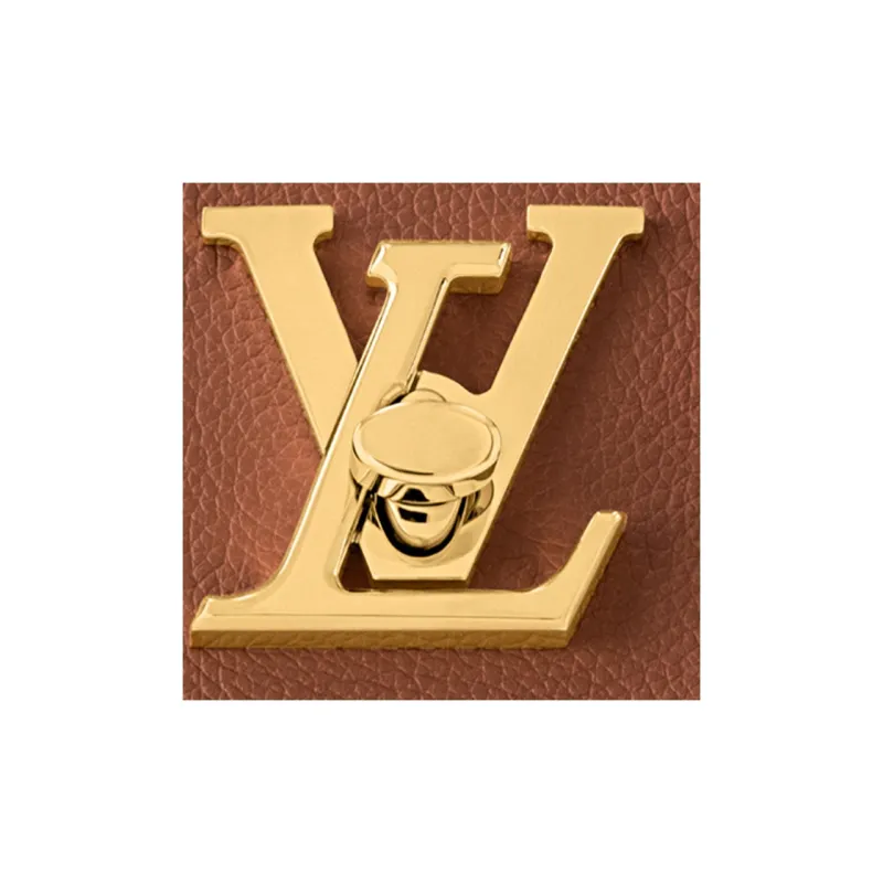 LOUIS VUITTON LOCK AND WALK Grain Calfskin Bucket Bag, Shoulder Bag, Crossbody Bag Women's Cognac Brown-4