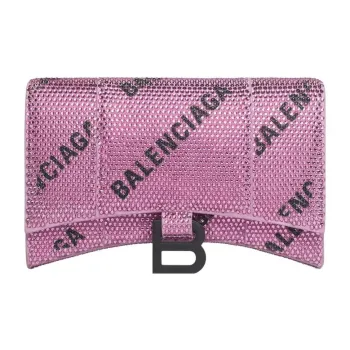 Balenciaga Hourglass Suede Wallet Women's Pink/Black