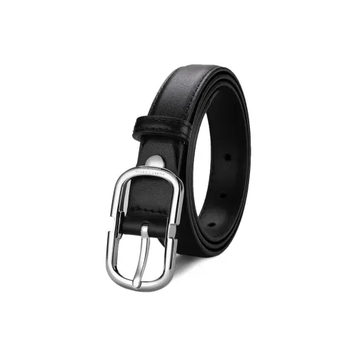 PIERRE CARDIN Genuine Leather Women's Belt Top Grain Cow Leather Belts Women's Chromium/Gold 2.4cm