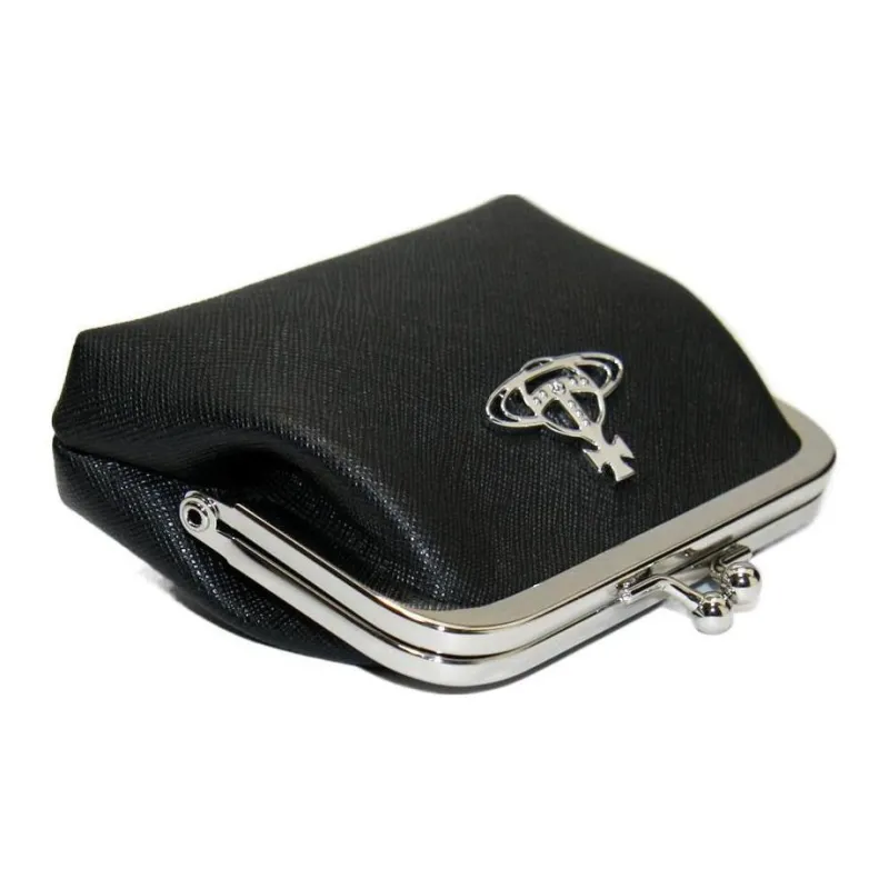 Vivienne Westwood Grain Leather Coin Purse Mini Unisex Black-2