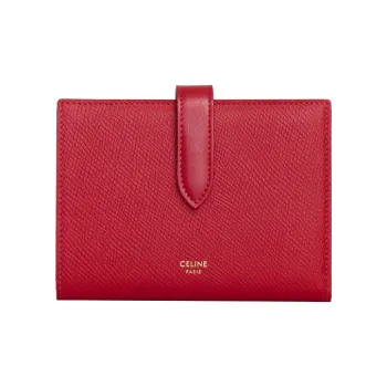 CELINE Leather Wallet Medium Size Women's Red