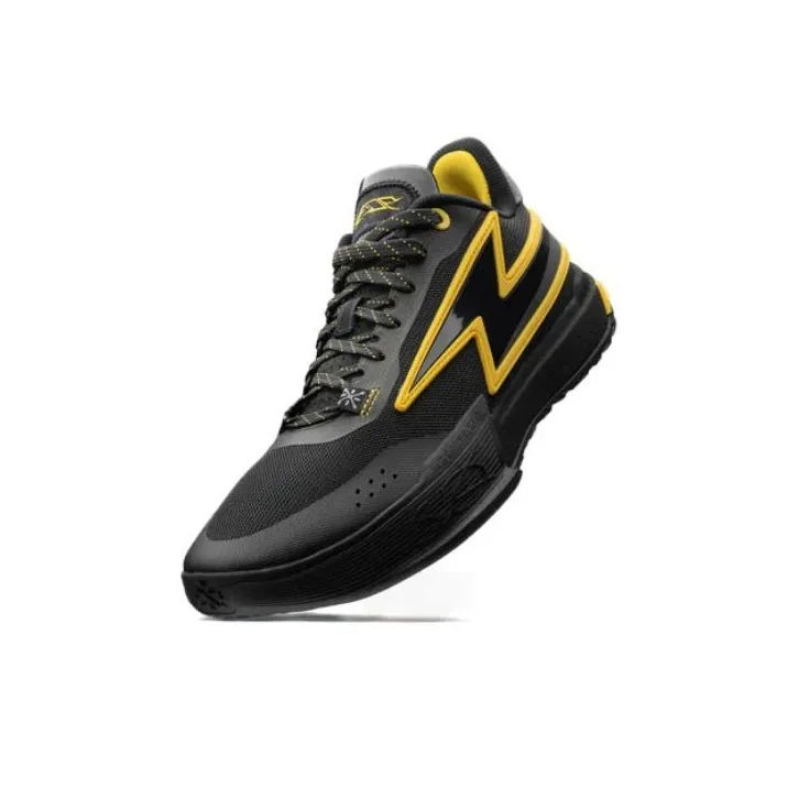 LiNing Wade Lightning Slip Resistant Low Top Basketball Shoes Men's Black Yellow-3