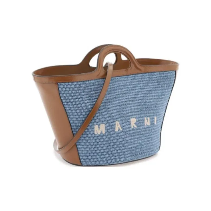 MARNI TROPICALIA Cotton And Polyurethane Tote Bag Shopping Bag Shoulder Bag Handbag Small Size Women's Brown-1