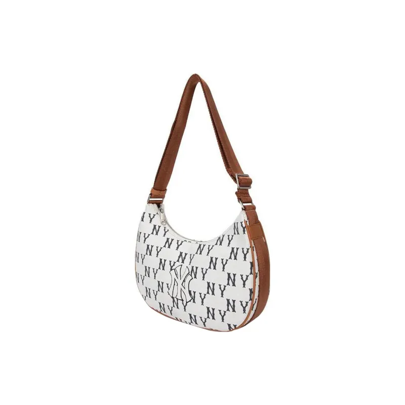 MLB Denim Dumpling Bag Shoulder Bag Handbag Shoulder Bag Women's White-1