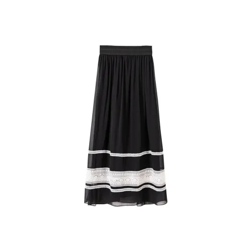 To the west Casual Long Skirts Women's Black