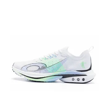 QIAODAN Feiteng PRO Cushioned Slip-Resistant Abrasion-Resistant Low-Top Running Shoes Women's White Green