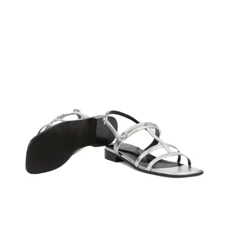 GUCCI Horsebit Caged Metallic Leather Sandals-4