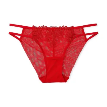 Victoria's Secret PINK VERY SEXY Embroidered Mesh Strappy Ci Panty/L Underpants Women's 1 Pack Red