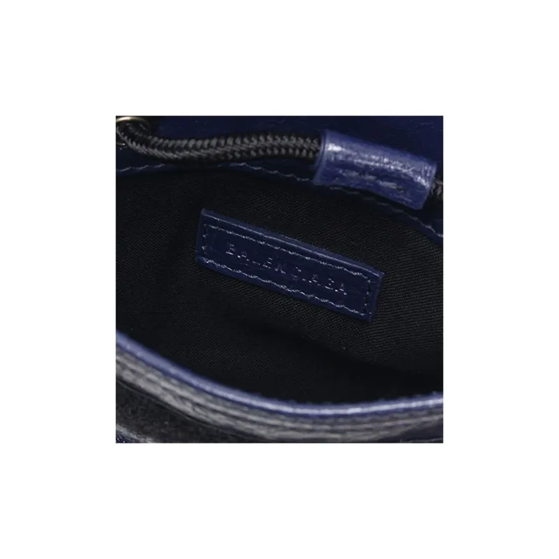 Balenciaga Explorer Lambskin Cell Phone Pouch Shoulder Bag Crossbody Bag Small Size Men's Navy Blue-5