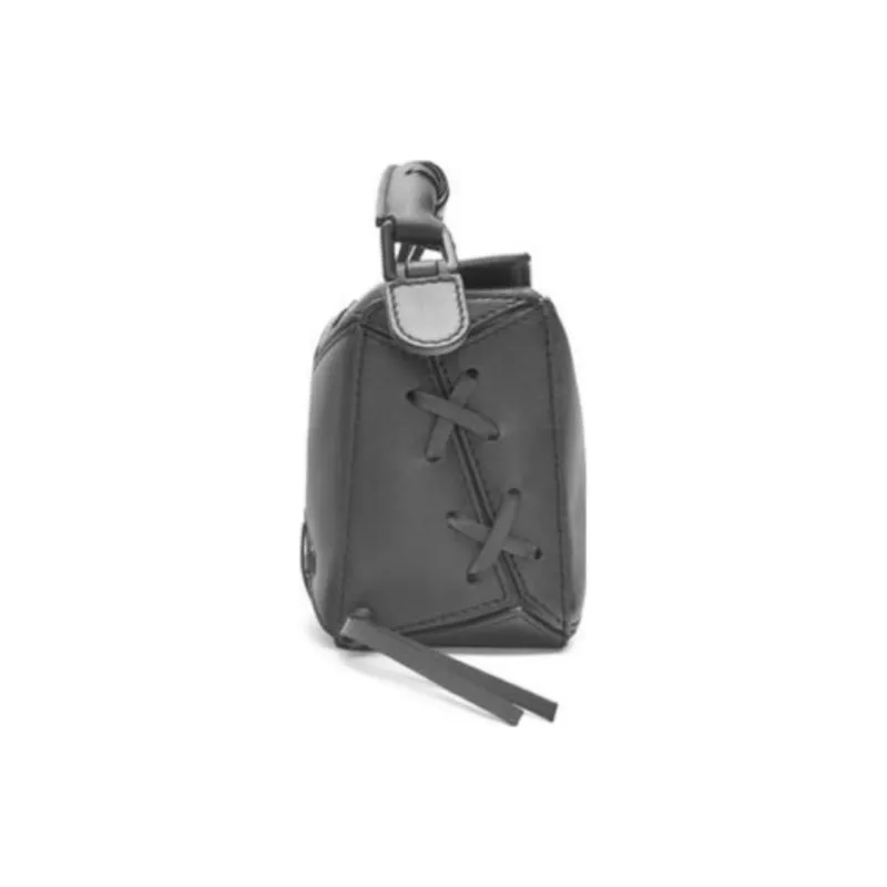 LOEWE Puzzle Cow Leather Geometric Bag Puzzle Bag Shoulder Bag Crossbody Bag Handbag Mini Women's Black-3