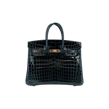 HERMES Birkin Crocodile Leather Birkin Bag Handbags Women's V0 Vert Rousseau Lut Rouge