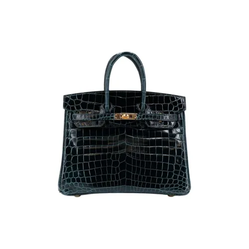 HERMES Birkin Crocodile Leather Birkin Bag Handbags Women's V0 Vert Rousseau Lut Rouge
