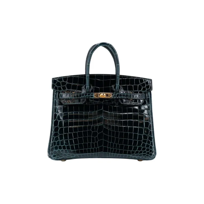 HERMES Birkin Crocodile Leather Birkin Bag Handbags Women's V0 Vert Rousseau Lut Rouge-0