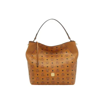 MCM Leather Tote Bag, Shopping Bag, Handbag Large Size Women's Cognac