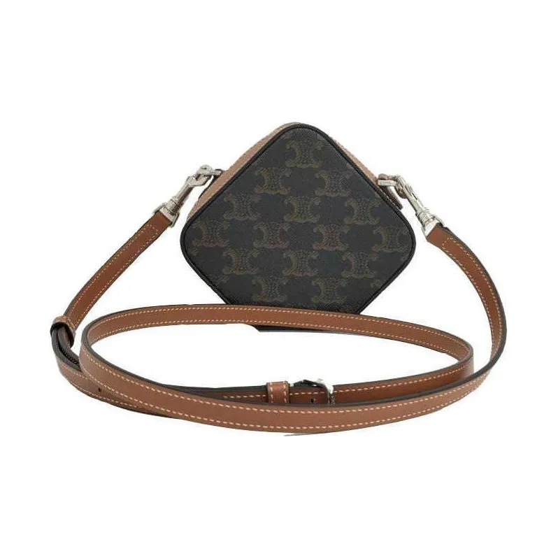 CELINE Cow Leather 3D Effect Square Bag Crossbody Bag Shoulder Bag Men's Tawny-4