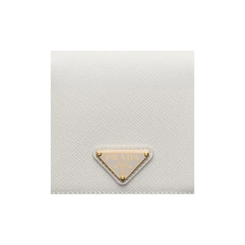 PRADA Saffiano Leather Wallet Trumpets Women's White-4