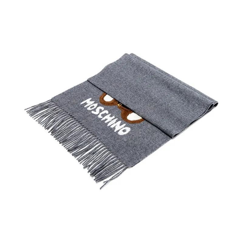 MOSCHINO Knit Scarves Unisex Light Gray-2