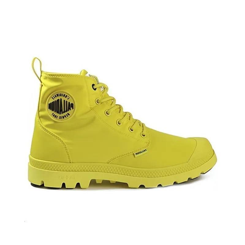 SMILEY x Palladium Pampa Anti-Slip And Wear-Resistant Breathable High-Top Canvas Shoes Unisex Yellow-1