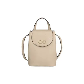 FERRAGAMO GANCINI Cow Leather Backpack Mini Women's Beige