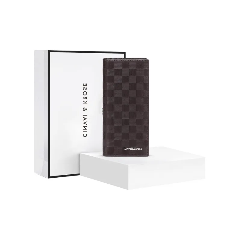 Simvay Clos Cow Leather With Synthetic Leather Long Coin Purse Clutch ID Holder Money Clip Regular Men's Black-7