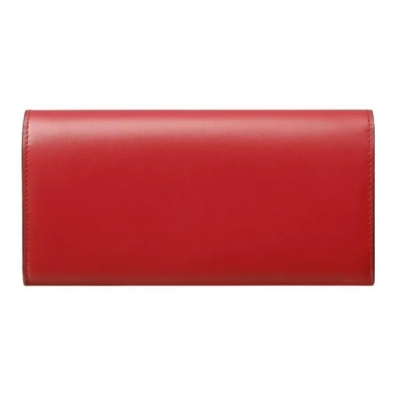 CARTIER Calfskin Wallet Women's Red-1