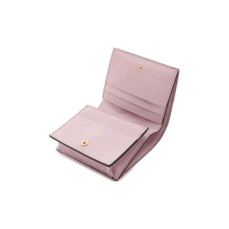 Valentino ROMAN STUD Cow Leather Wallet Small Size Women's Pink-4