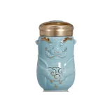 Light Aqua Blue+Gold Tracing