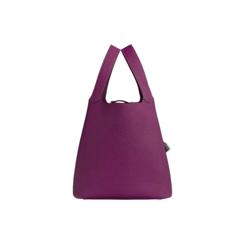 HERMES Picotin Lock Leather Basket Bag Handbag Bucket Bag Women's Purple-1