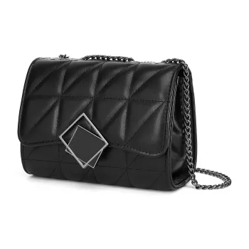 CORALDAISY Synthetic Leather Chain Bag, Crossbody Bag Regular Women's Mousse Black/Crescent White