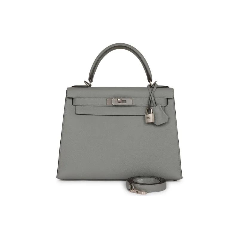 HERMES Kelly Togo Calfskin Kelly Bag Shoulder Bag Crossbody Bag Handbag Women's 4Z Gris Mouette Gull Gray-0
