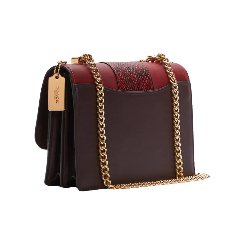 COACH Klare Leather Trunk Bag Shoulder Bag Crossbody Bag Small Size Women's Red Brown Multicolor-1