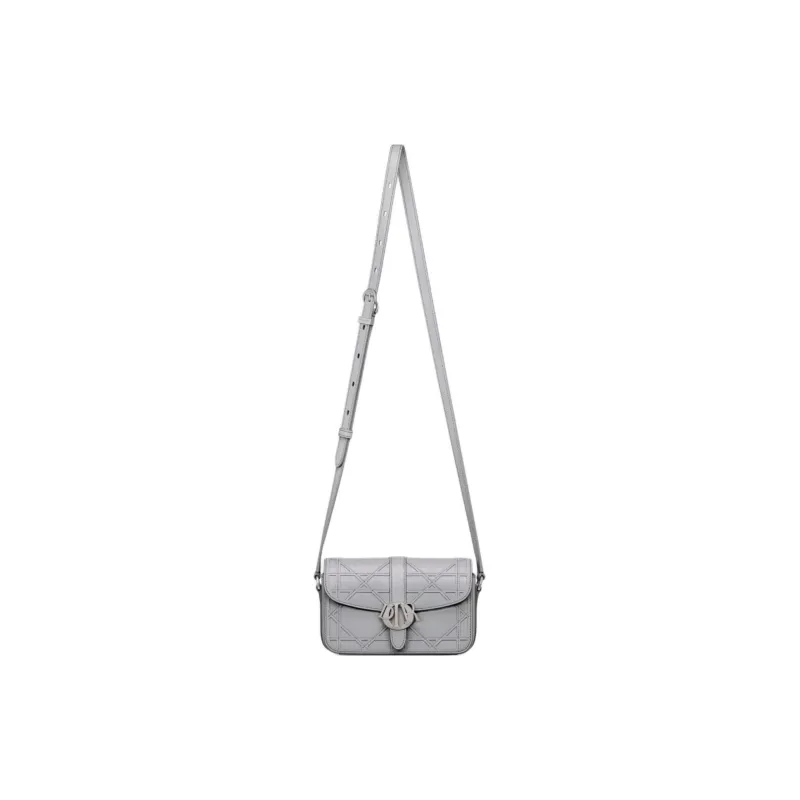 DIOR Cannage Cosmo Leather Shoulder Bag Crossbody Bag Mini Men's Gray-1