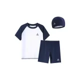Black and White Swimsuit+Swimming Shorts+Swimming Cap