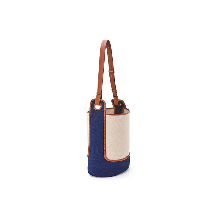 LOEWE Canvas With Calfskin Bucket Bag Hobo Bag Shoulder Bag Crossbody Bag Women's Beige/Blue-2