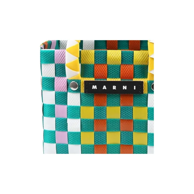 MARNI Polypropylene With Cow Leather One Shoulder Handbag Extra Mini Kids' Green & White & Yellow & Pink-10