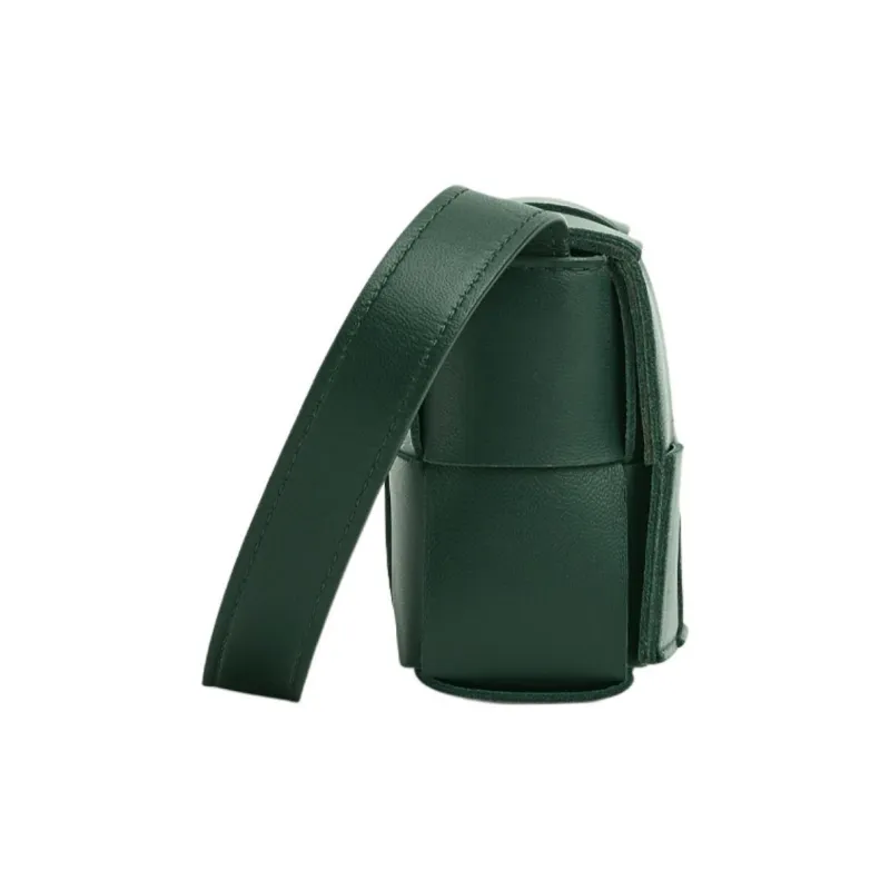 Bottega Veneta CASSETTE Sheepskin Tofu Bag Plaid, Crossbody Bag, Shoulder Bag Mini Women's Dark Green-1