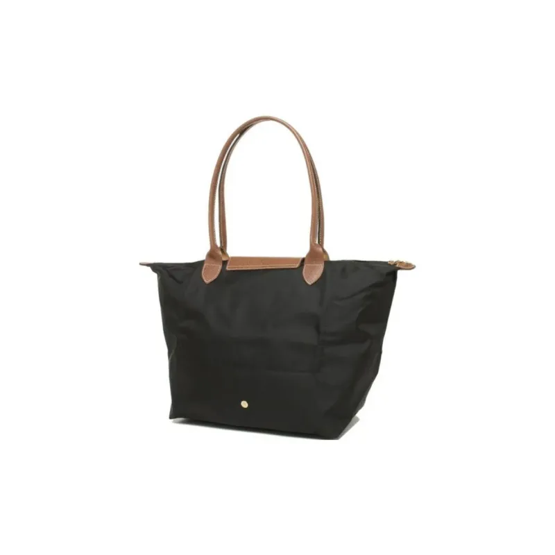 LONGCHAMP Le Pliage Canvas With Leather Canvas Bag Totes Shopping Bag One Shoulder Handbags Large Size Women's Black-2