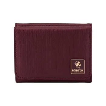 PORTER Ounce Cotton With PU And Canvas Coin Purse Unisex Dark Red