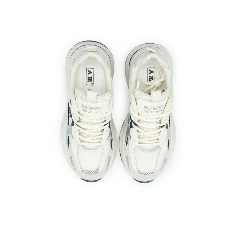 Humanism 1986 Cushioned Wear-Resistant Breathable Lightweight Height Increasing Low-Top Chunky Sneakers Women's-1