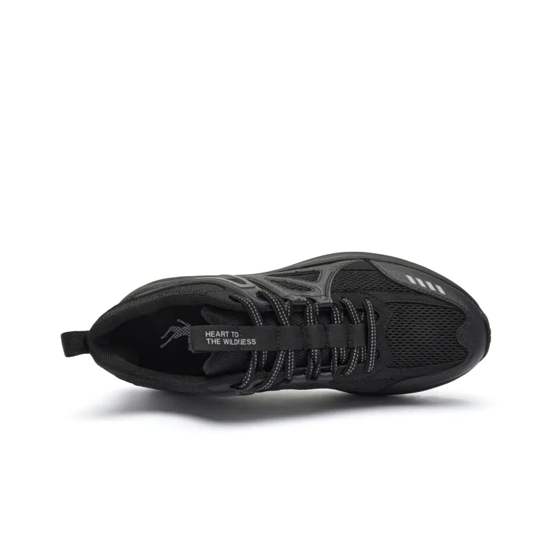 QIAODAN Wilder Cushioned Slip Resistant Abrasion Resistant Low Top Casual Running Shoes Men's Black Silver-3